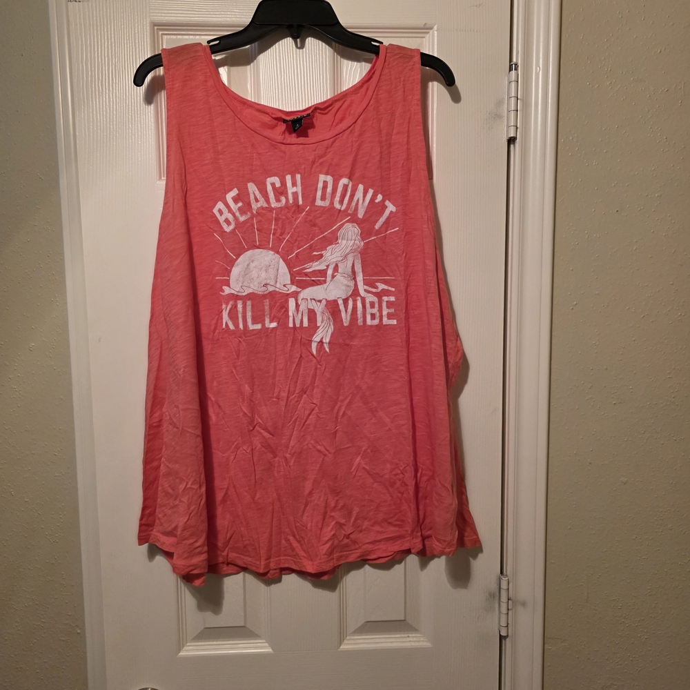 Coral Sleeveless Graphic Top